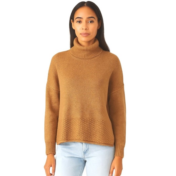 Madewell Merino Wool Blend Turtleneck Sweater Sadler Style Size Small Camel - Picture 1 of 12